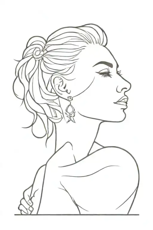 Lion Head Profile Woman Holding