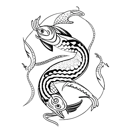 Pisces Symbol With Snakes
