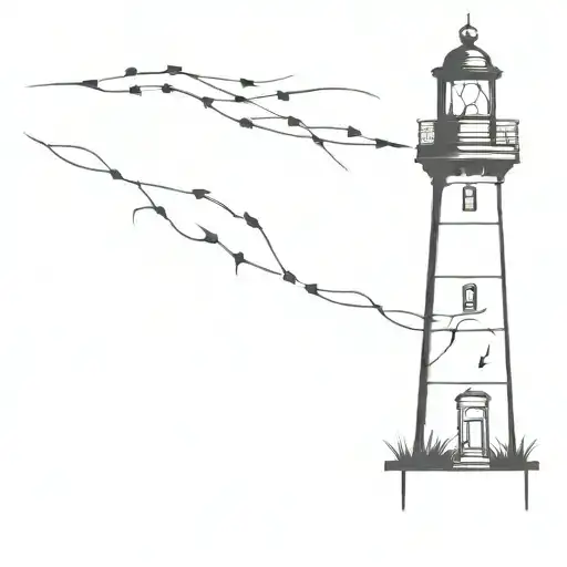 Minimalistic Lighthouse With Thorns Wrapped Around It