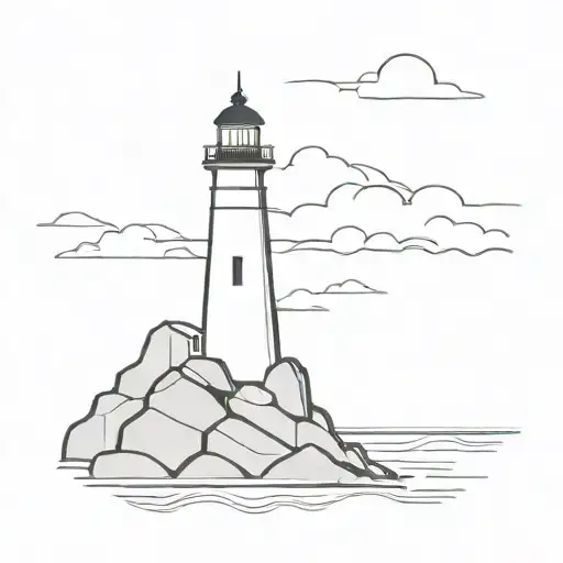 Lighthouse Standing On Rocks Surrounded By Water