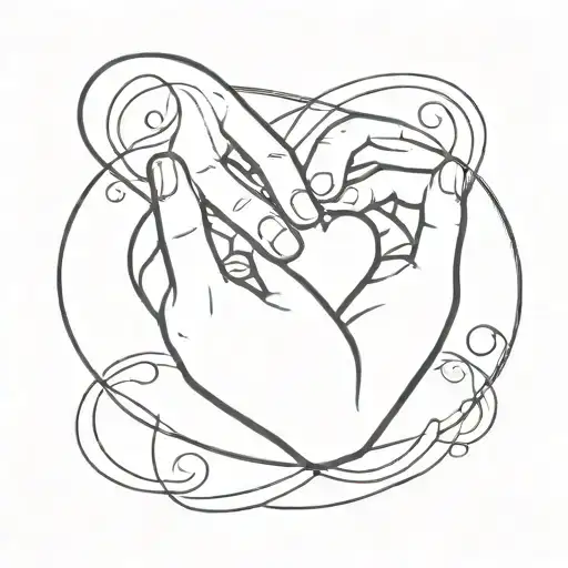 Hand Line Art With A Heart To Symbolize Compassion