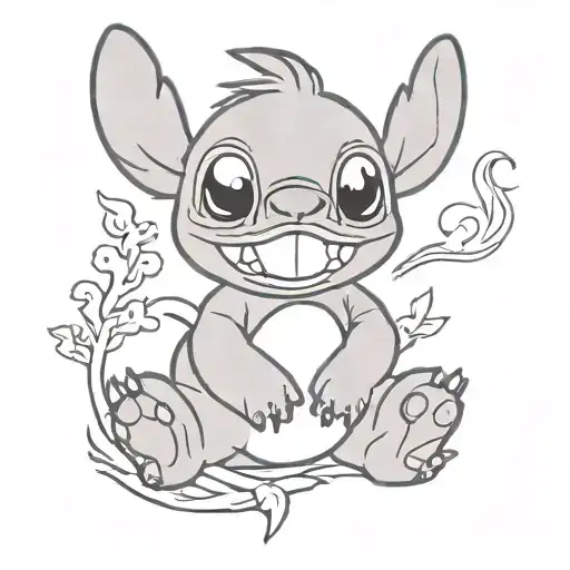 Stitch Cartoon Smoking Weed