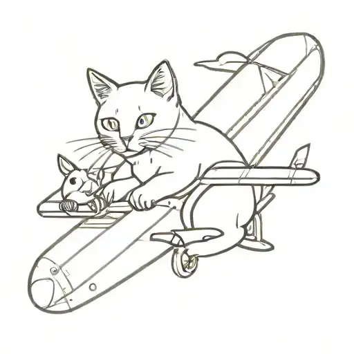 A Cat Playing With Airplane Tools