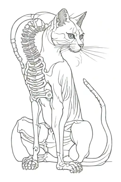 Cat Skeleton With Cigarette
