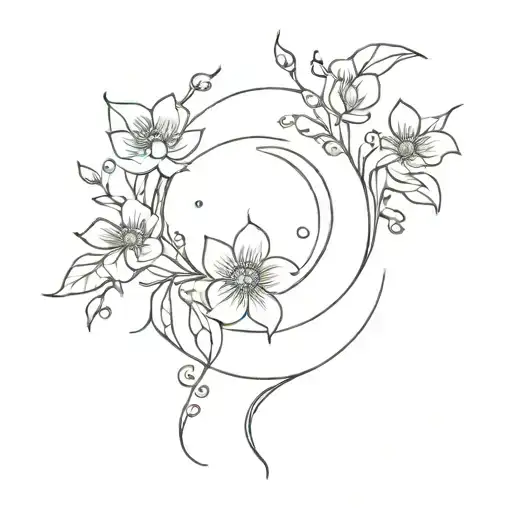 Moon With Flowers Growing