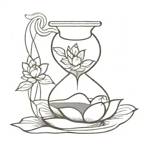 Hour Glass With Sand That Turns In To Lotus Flower Blooming