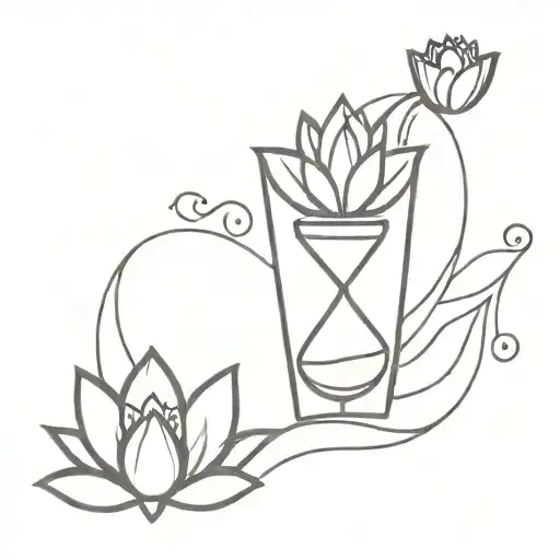 Hour Glass With Sand That Turns Into Lotus Flower Blooming