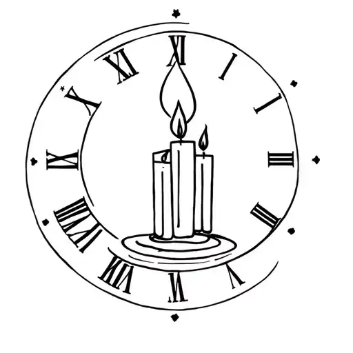 Clock And Candle Burning