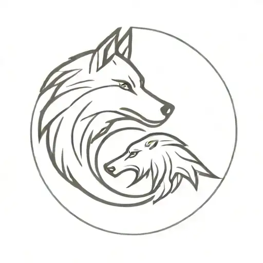 A Wolf And Black Eagle Intertwined In A Yin Yang Symbol
