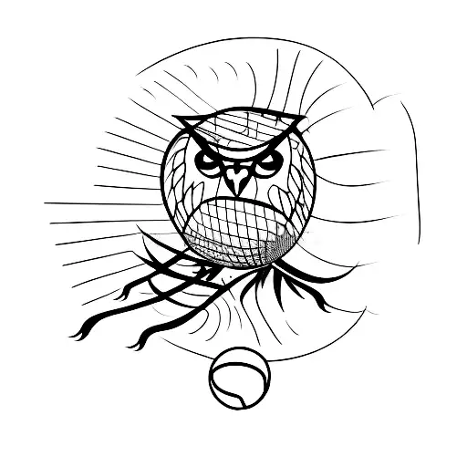 A Voleyball Indoor Net With A Small Owl On Top Of The Net