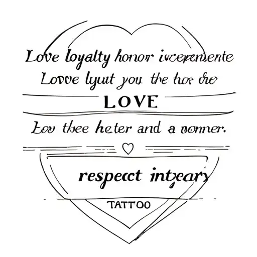 Love Loyalty Honor Respect Integrity Honor Drawn