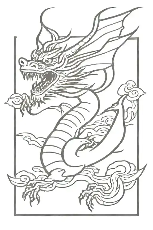 Japanese Kanji Dragon Flying
