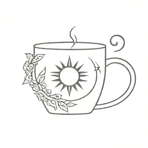 A Minimalist Coffee Cup With A Sun And Moon Design Integrated Into The Handle