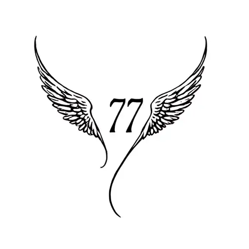 Tattoo With A Number 777 And Angel Wings Thin Small Tattoo Tender