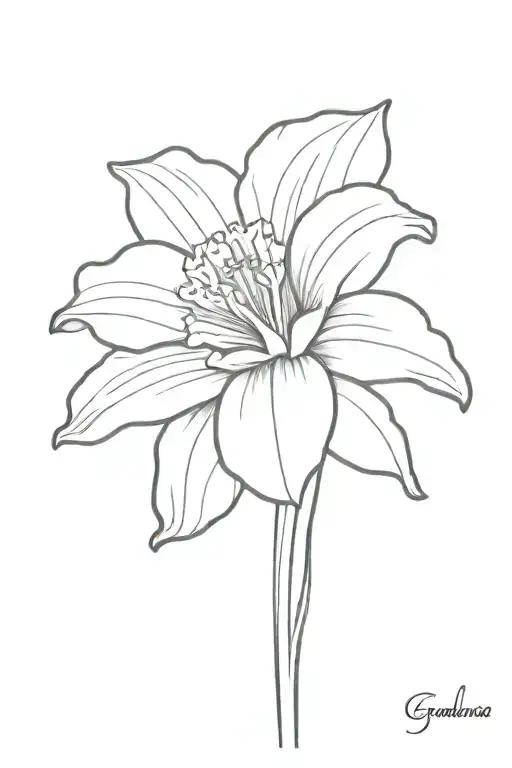 Simple Daffodil Flower With The Word 'Grandma' In The Stem