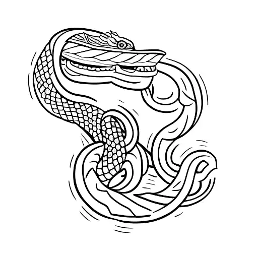 Greek Tatto With A Minimalistic Snake