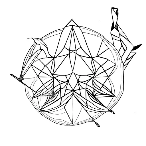 A Tattoo Of An Origami Crane Carrying A Dove With An Olive Branch Inside A Wind Rosette