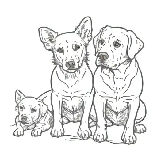 Little Dog And Big Dog Are Playing