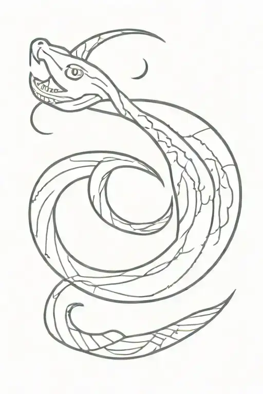 Snake Slithering Crescent Moon