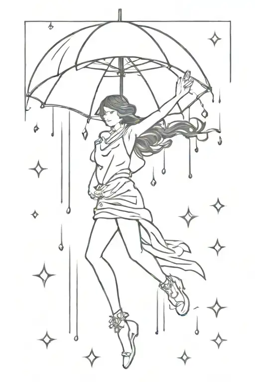 Tarot Card Girl In Rain Falling
