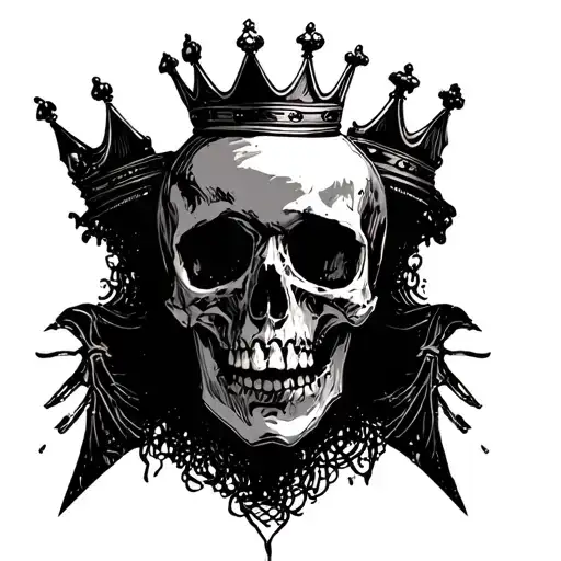 Skeleton And Crowns Symbolizing Royalty