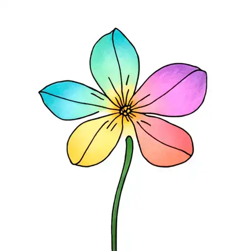 Five Petal Flower Where Each Petal Is A Different Colour