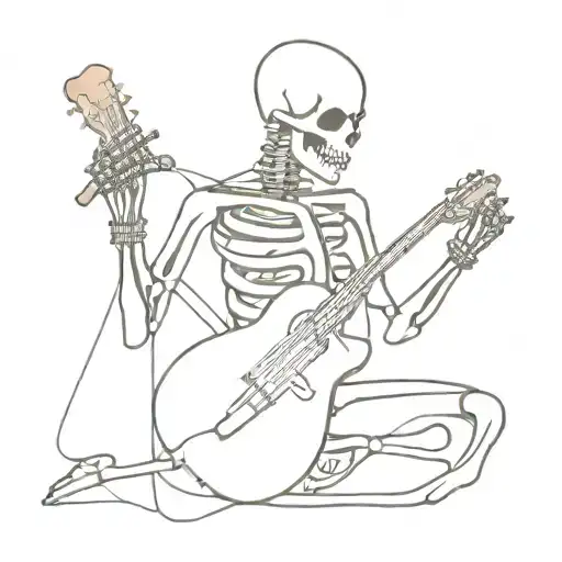 Metal Skeleton Playing On Guitar