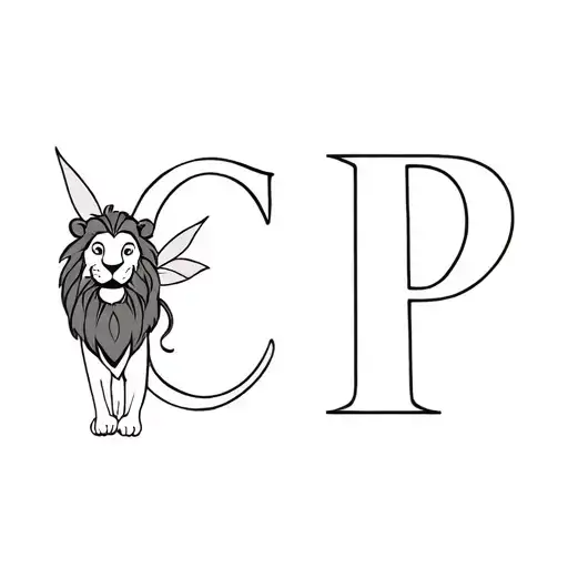 Lion With Tinkerbell Letter C And P