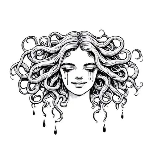 Medusa Smiling With Tears Flowing