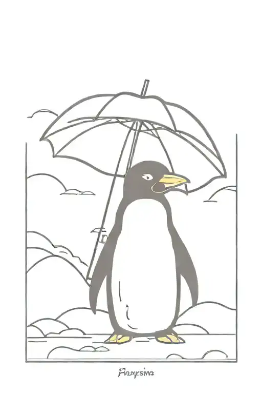 A Penguin Sweating Under The Sun With A Parasol
