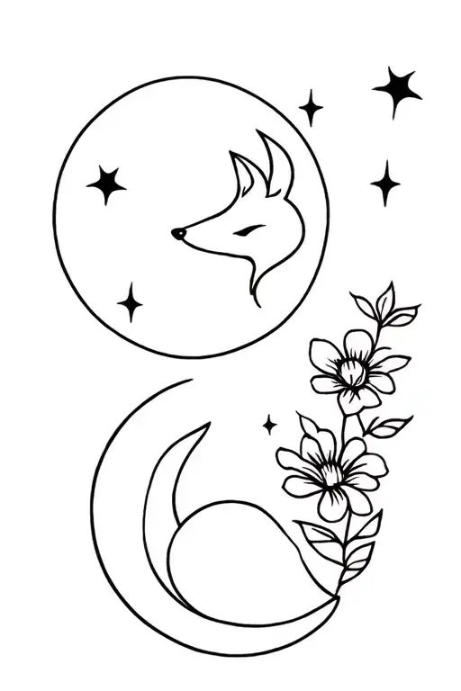 Small Prince And The Moon Fox With A Flower