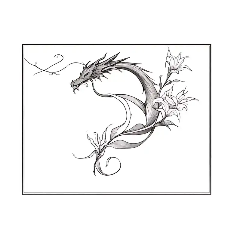 Gladiolus Flower With Abstract Dragon Flying
