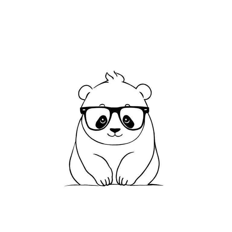 Panda Wearing Glasses Face Mole Sitting
