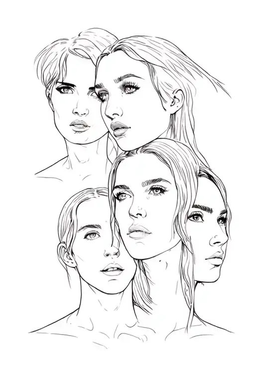 The Faces Of The Main Characters Of Jennifer's Body Drawn On Blind Countour Line