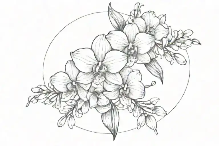 Lilac Flower Bouquet With Orchid Flowers