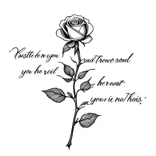 4 Roses Spine Tattoo With A Quote As The Stem
