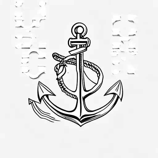 Anchor With A Rope Forming The Letter S And A Heart