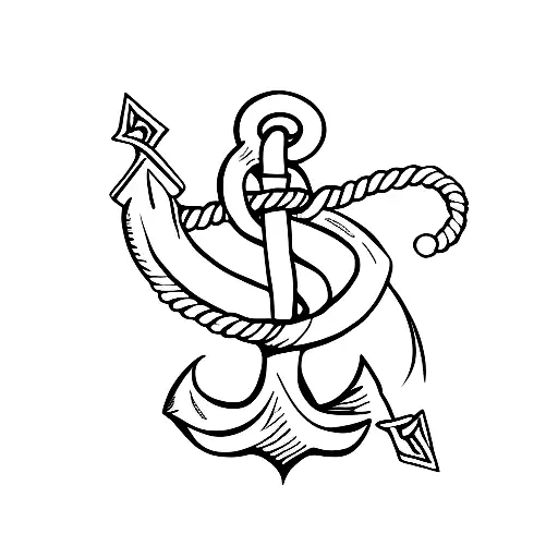 Anchor With A Rope That Forms The Letter S And A Heart