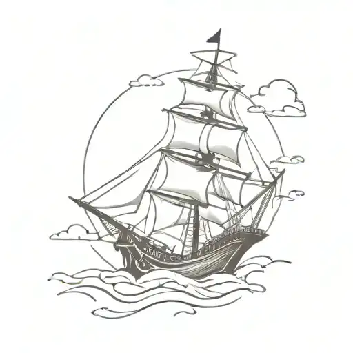 Pirate Ship Sailing Through Stormy