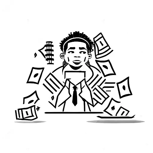 A Black Teenager With Dreadlocks And A Stack Of Money In His Hands