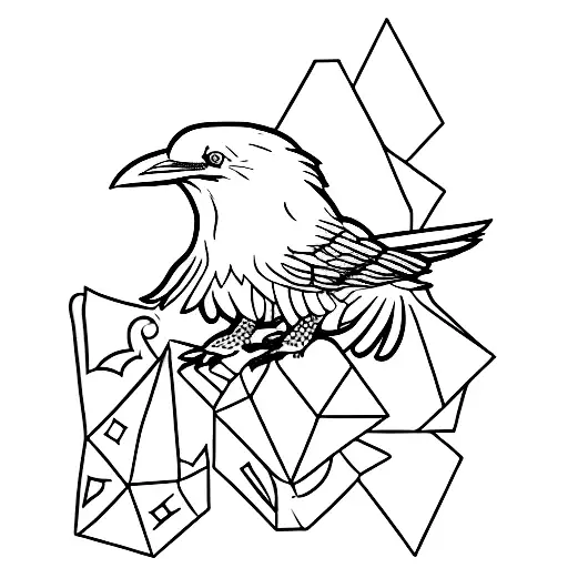A Mystical Raven Perched On A Stack Of D&d Rulebooks