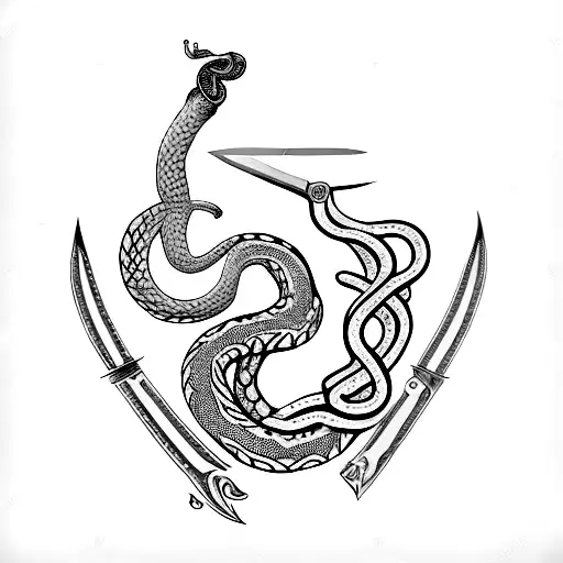 Snake With Knifes Nd Greek Culture