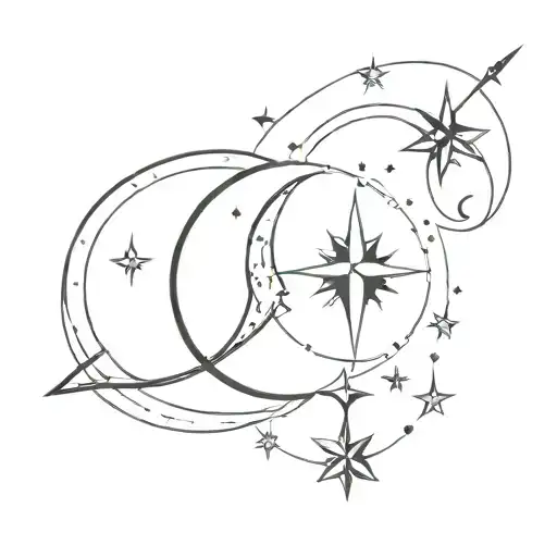 Moon And Star And Compass