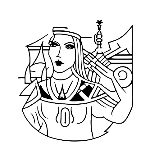 A Minimalist Tattoo Of A Chess Queen Directing A Movie Scene