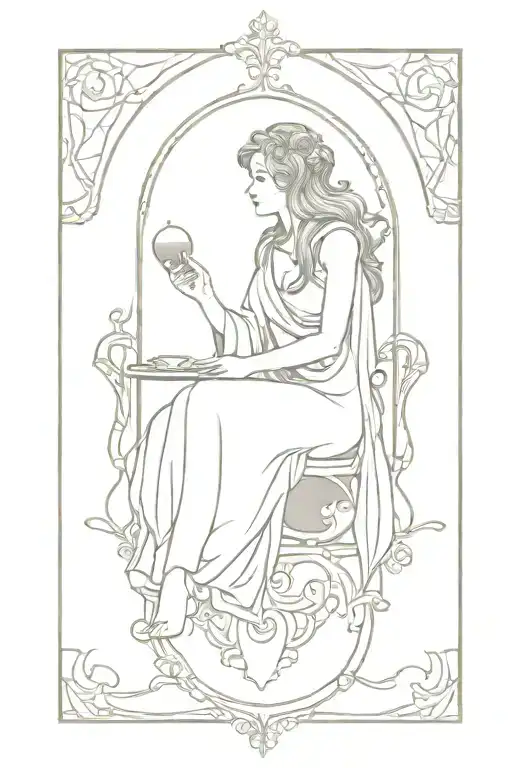 Female Hermit Tarot Card Art Noveau Style