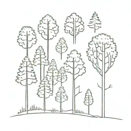 Forest With 4 Trees That Stand Out More Than The Rest