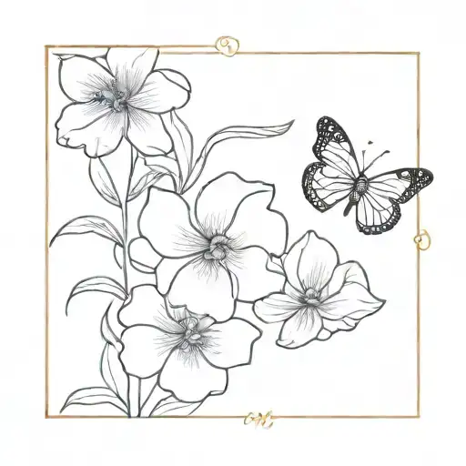 July Birth Flowers Butterfly Flying