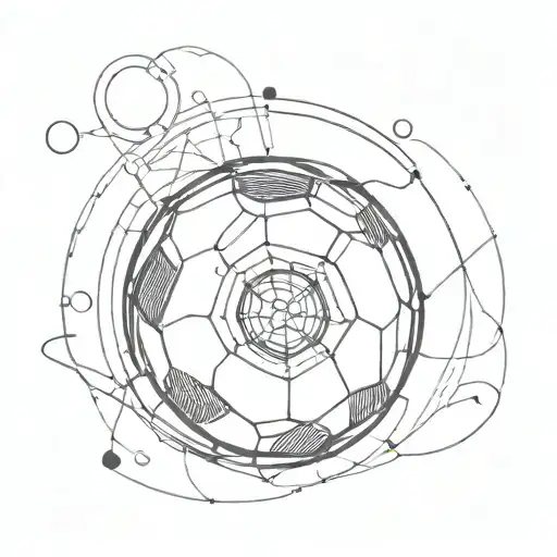 Abstract Tattoo Of A Vinyl Record Morphing Into A Soccer Ball