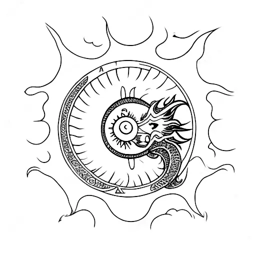 Dragon With Sun And Moon