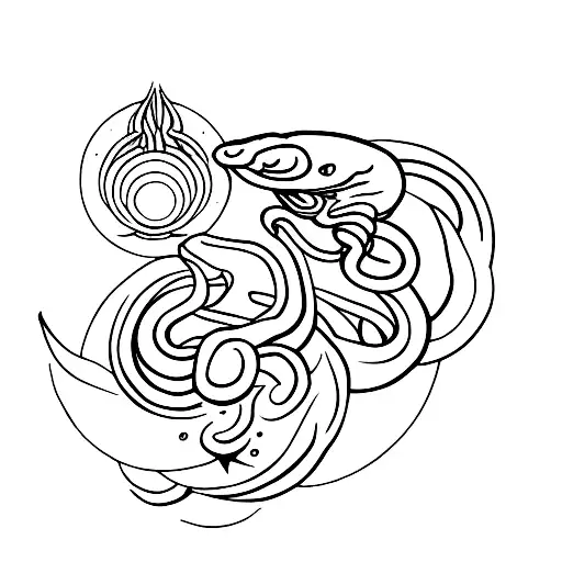 Snake With Sun And Moon